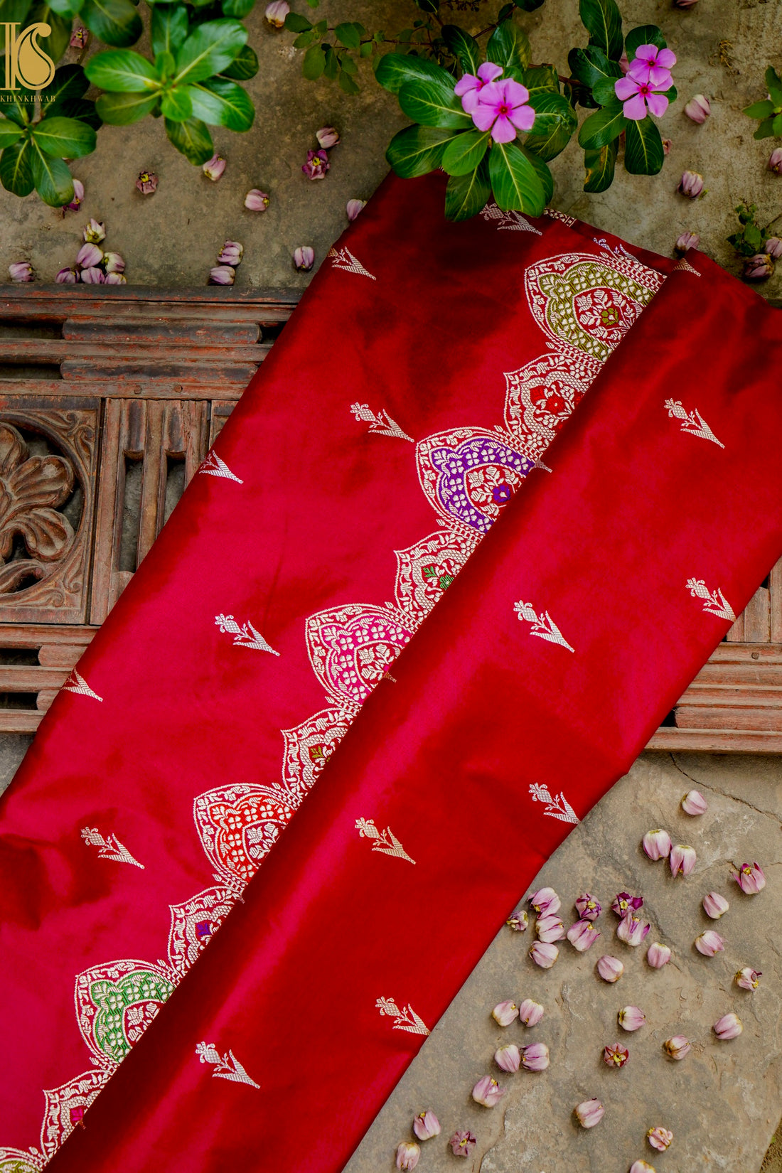 Banarasi Handloom Pure Katan Silk Kadwa Saree with Alfi Border