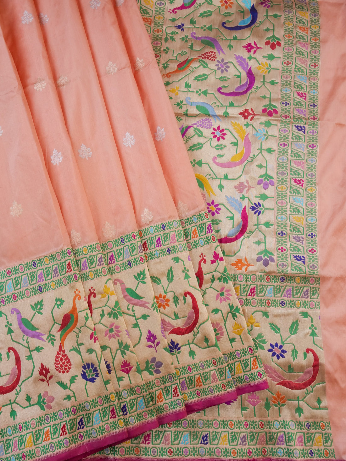 Handloom Banarasi Pure Katan Silk Kadwa Saree with Peacoks - Khinkhwab