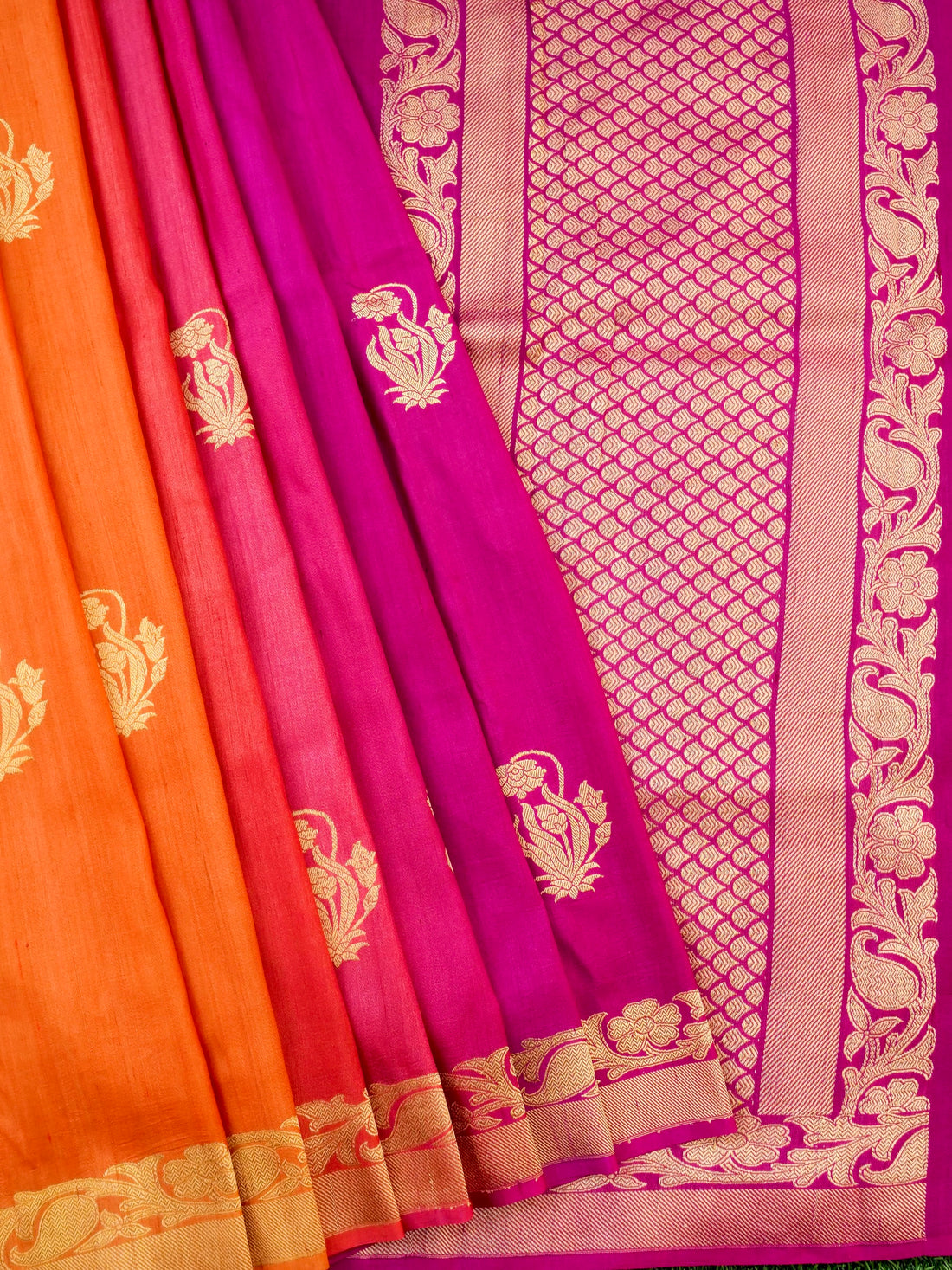 Handloom Banarasi Tussar by Georgette Silk Kadwa Saree