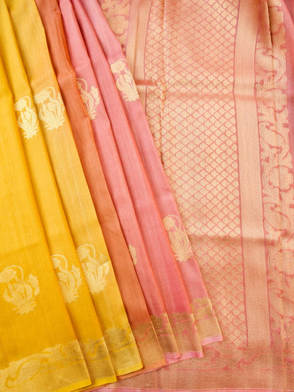 Handloom Banarasi Tussar by Georgette Silk Kadwa Saree - Khinkhwab