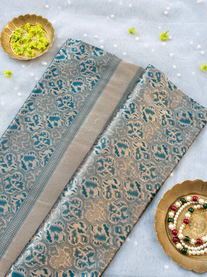 Handloom Banarasi Katan Silk Zari Tanchoi Saree - Khinkhwab