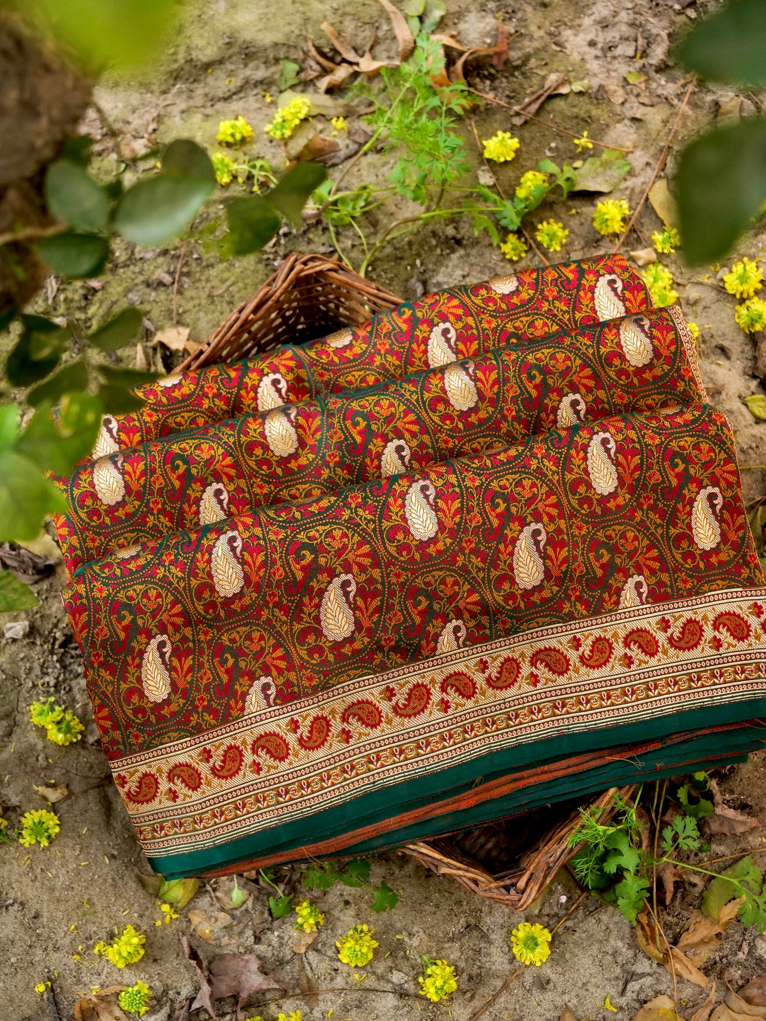 Handloom Banarasi Silk Sateen Tanchoi Saree with Resham - Khinkhwab