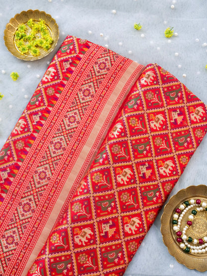 Handwoven Banarasi Katan Silk Patola Saree - Khinkhwab