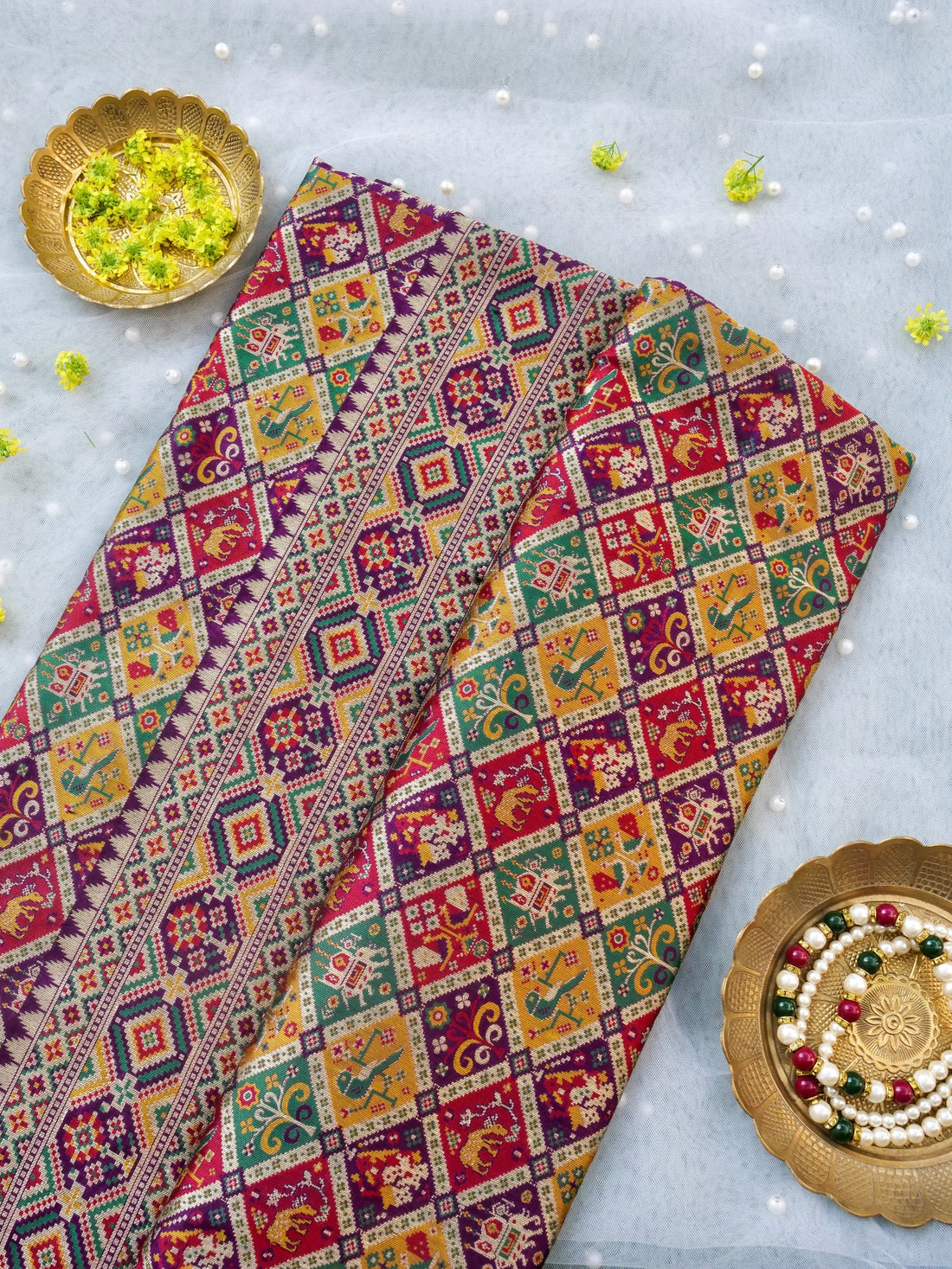 Handwoven Banarasi Katan Silk Patola Saree - Khinkhwab