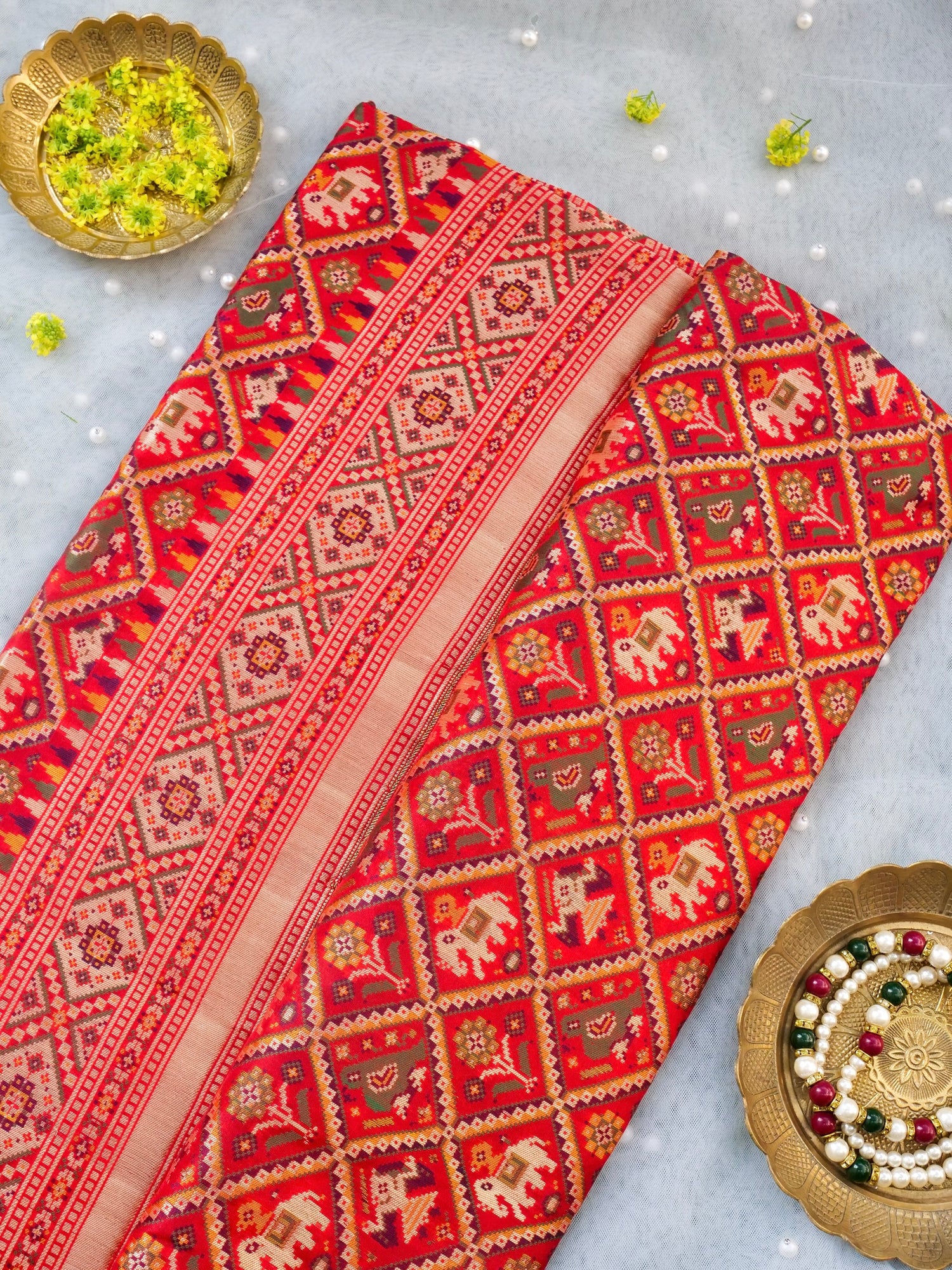 Handwoven Banarasi Katan Silk Patola Saree - Khinkhwab