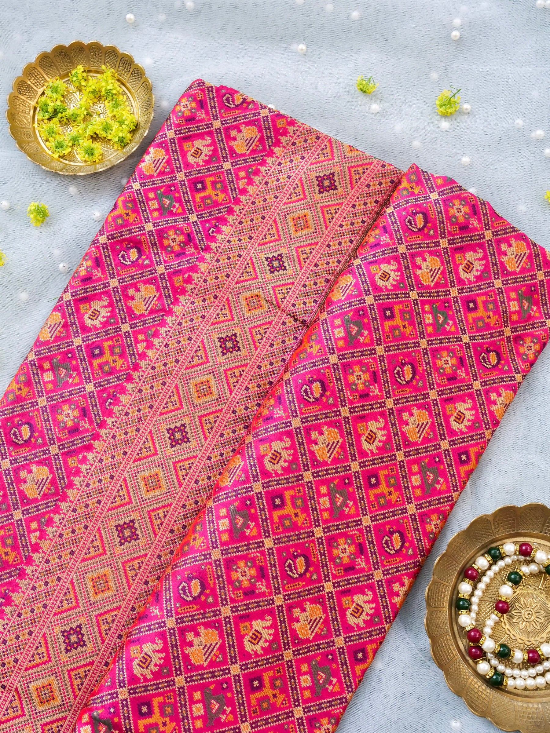 Handwoven Banarasi Katan Silk Patola Saree - Khinkhwab