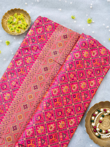 Handwoven Banarasi Katan Silk Patola Saree - Khinkhwab