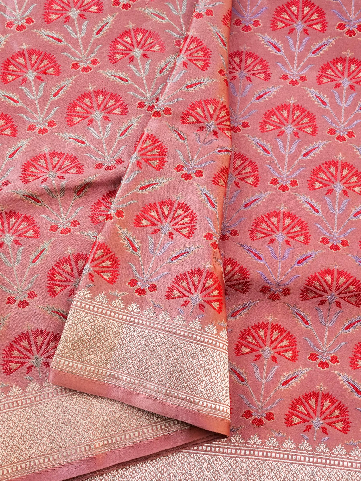 Handwoven Pure Mashru Satin Silk Tanchoi Banarasi Saree - Khinkhwab