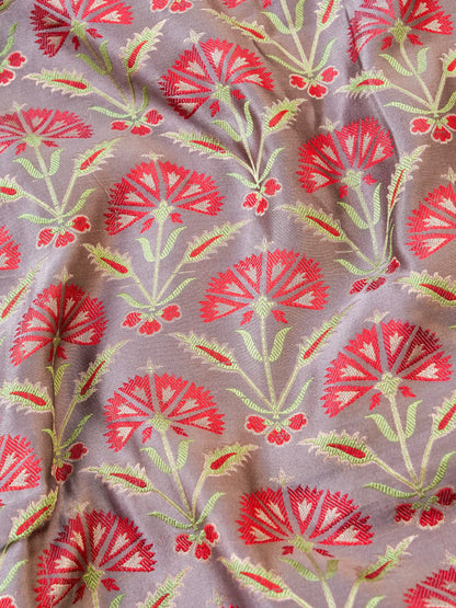 Handwoven Pure Mashru Satin Silk Tanchoi Banarasi Saree - Khinkhwab