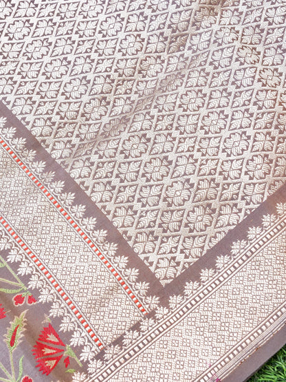 Handwoven Pure Mashru Satin Silk Tanchoi Banarasi Saree - Khinkhwab