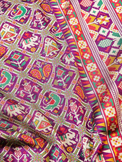 Handwoven Banarasi Katan Silk Patola Saree - Khinkhwab