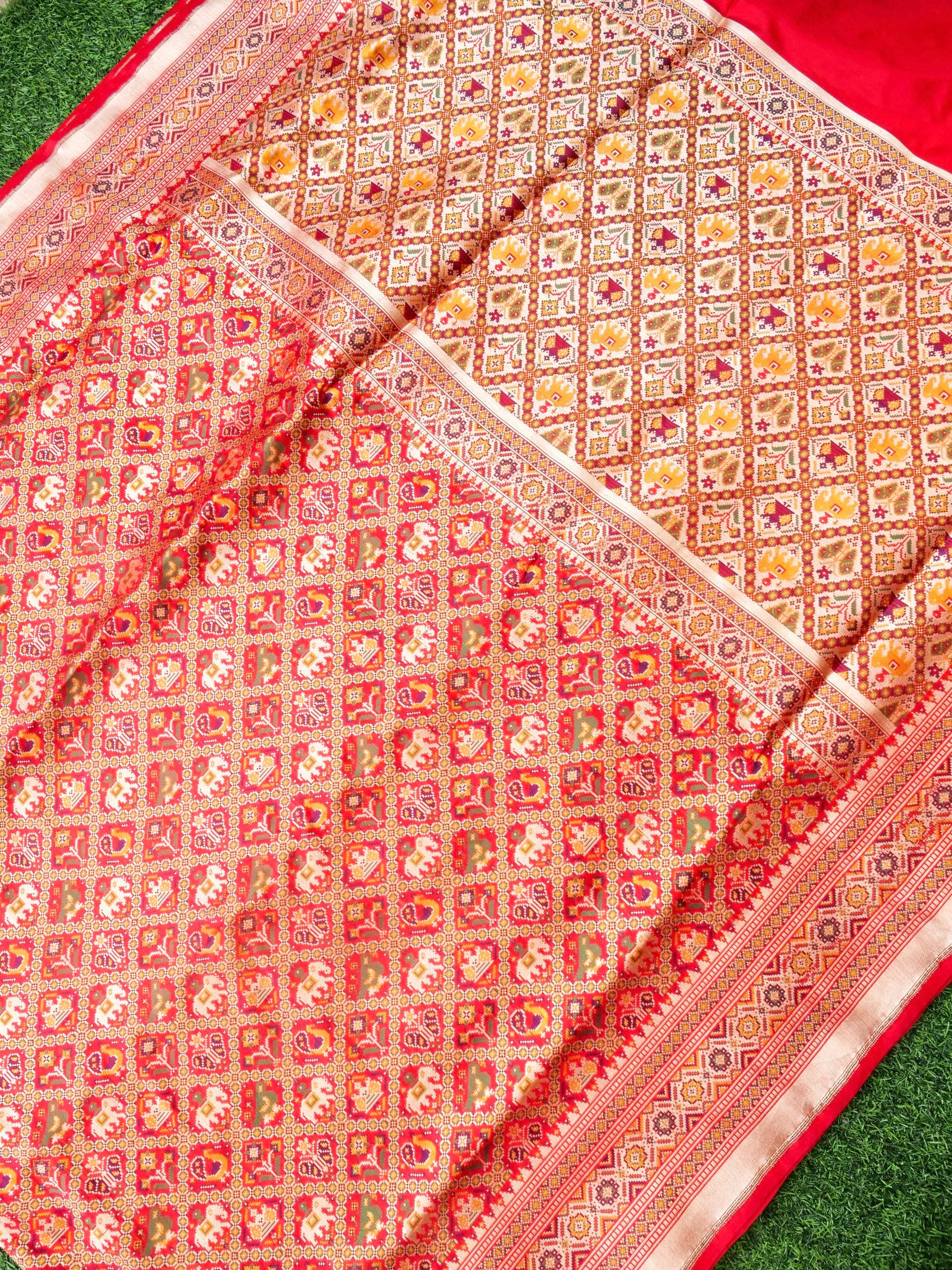 Handwoven Banarasi Katan Silk Patola Saree - Khinkhwab