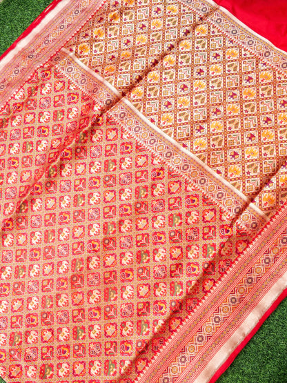 Handwoven Banarasi Katan Silk Patola Saree - Khinkhwab