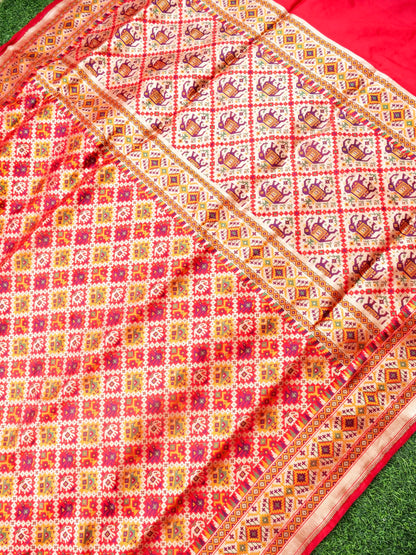 Handwoven Banarasi Katan Silk Patola Saree - Khinkhwab