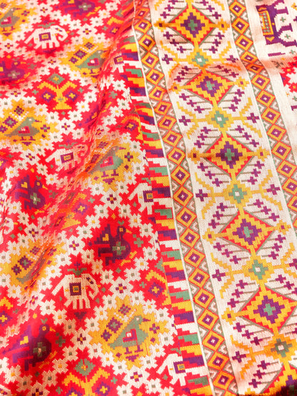 Handwoven Banarasi Katan Silk Patola Saree - Khinkhwab