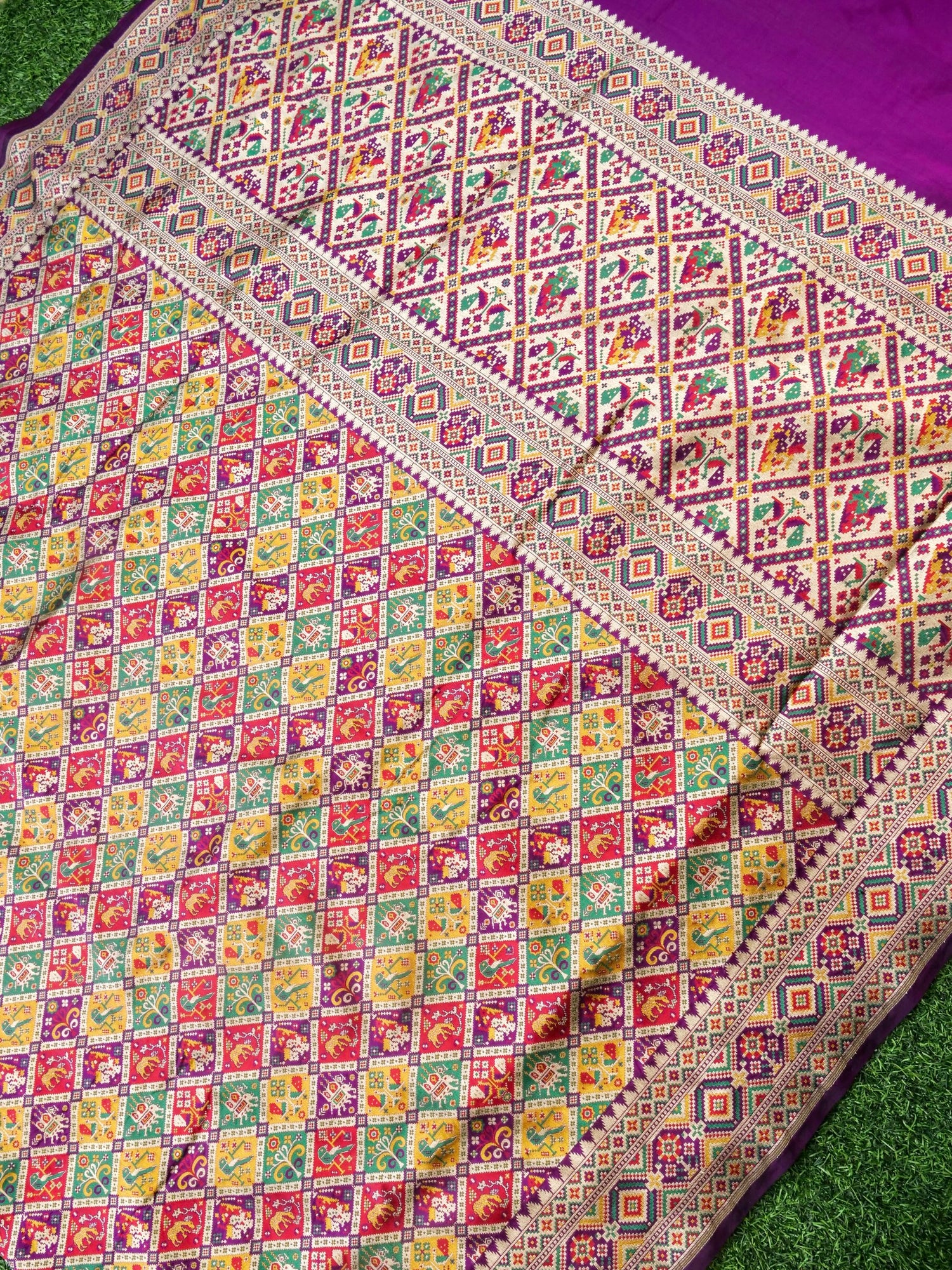 Handwoven Banarasi Katan Silk Patola Saree - Khinkhwab