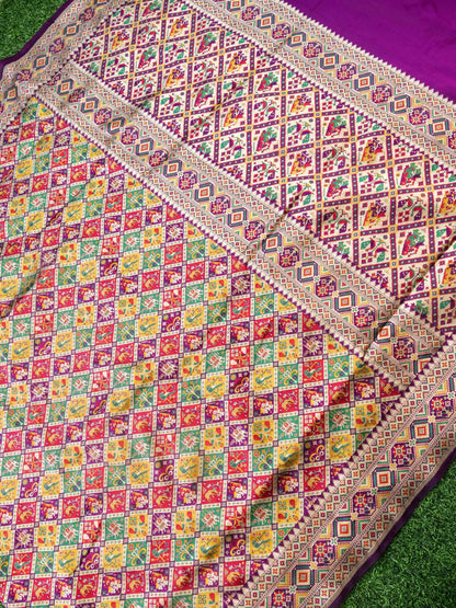 Handwoven Banarasi Katan Silk Patola Saree - Khinkhwab