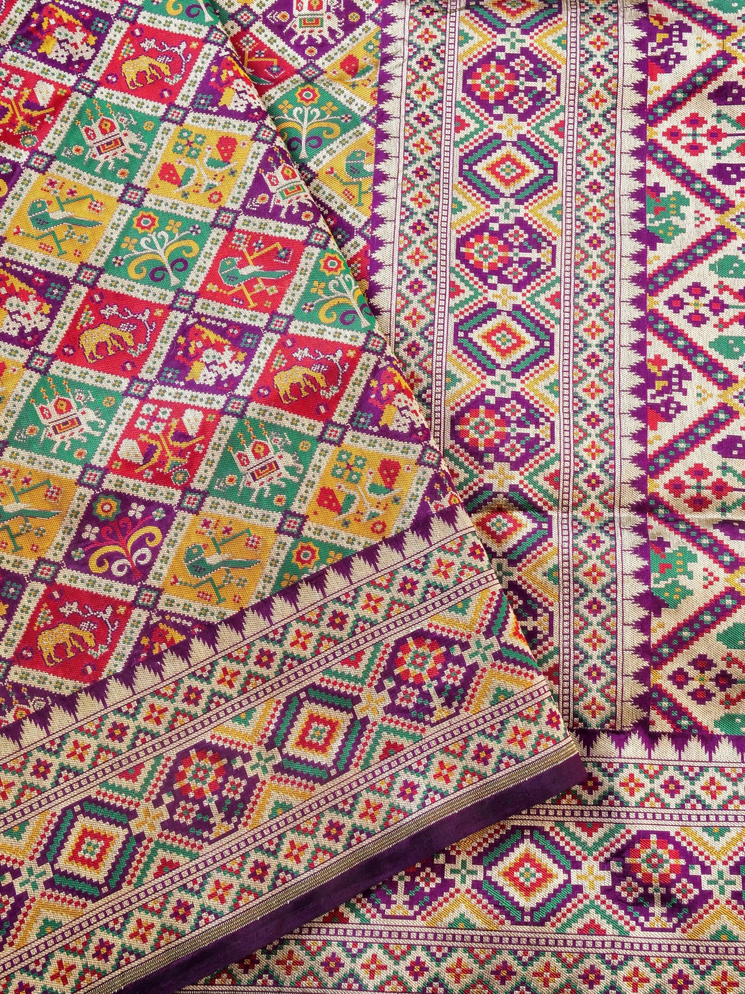 Handwoven Banarasi Katan Silk Patola Saree - Khinkhwab