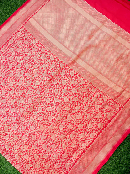 Handloom Banarasi Crepe Silk Saree with Zari Brocade - Khinkhwab
