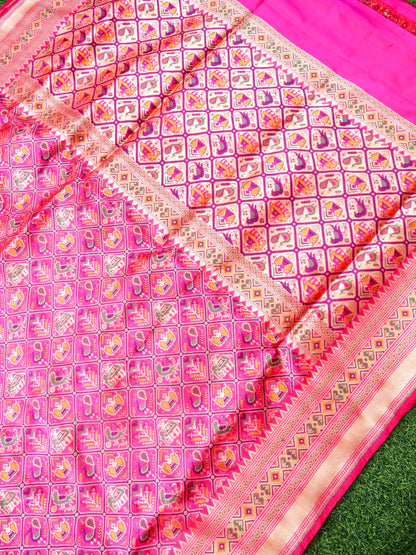 Handwoven Banarasi Katan Silk Patola Saree - Khinkhwab