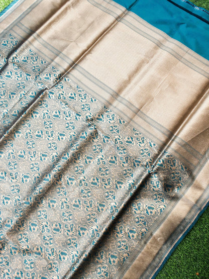 Handloom Banarasi Katan Silk Zari Tanchoi Saree - Khinkhwab