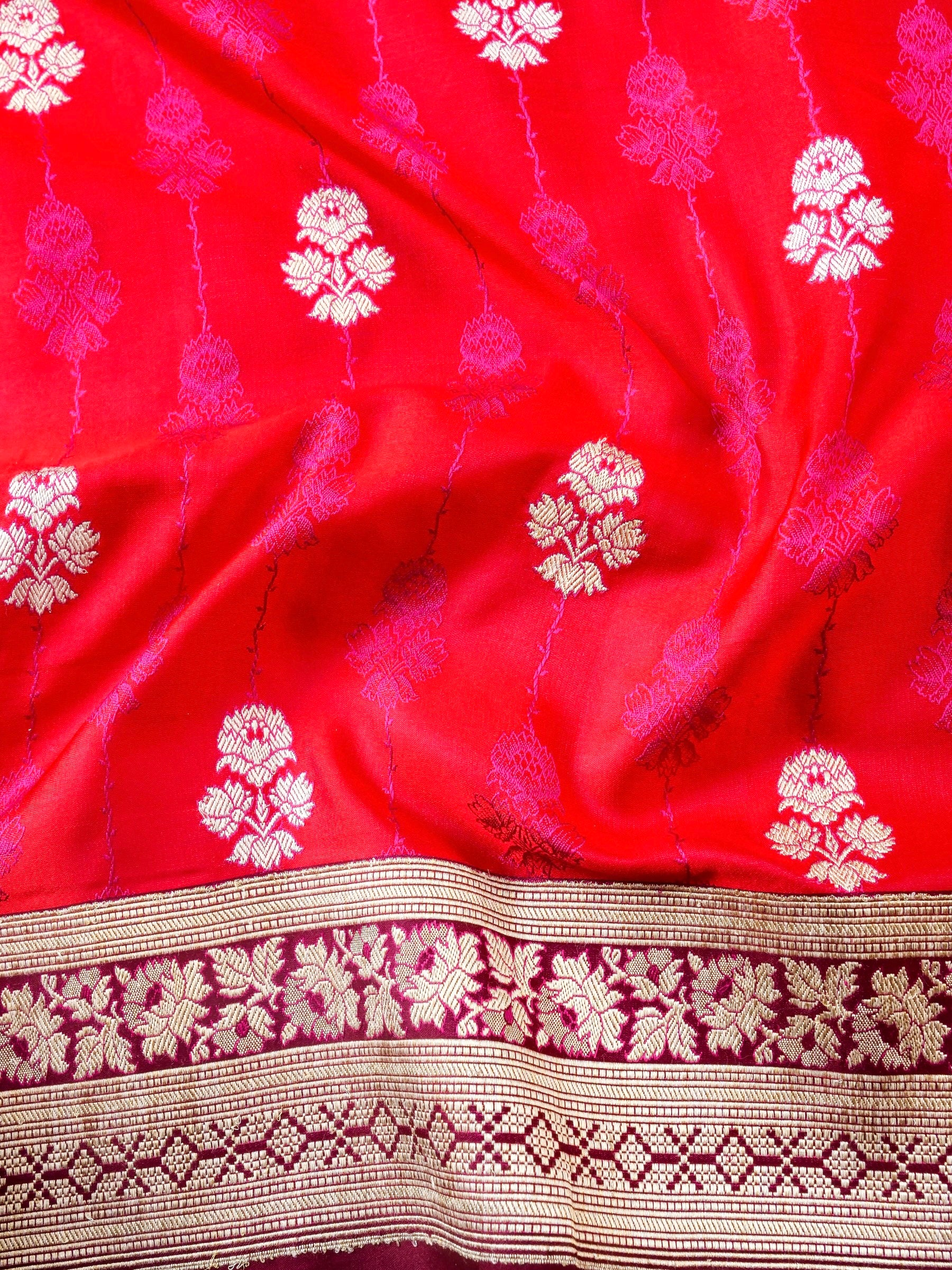 Handloom Banarasi Mashru Silk Tanchoi Kadwa Saree - Khinkhwab