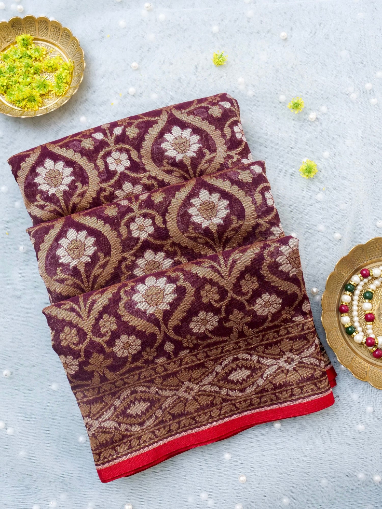 Banarasi Cotton Handloom Jamdani Ektara Saree - Khinkhwab