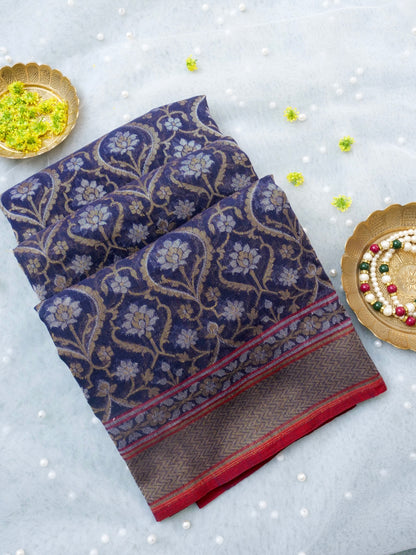 Banarasi Cotton Handloom Jamdani Ektara Saree - Khinkhwab