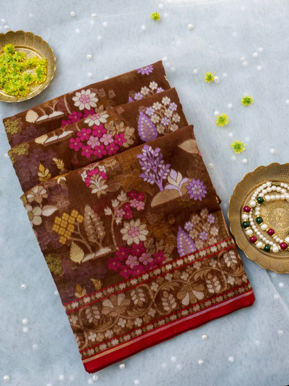 Banarasi Cotton Handloom Jamdani Ektara Saree - Khinkhwab