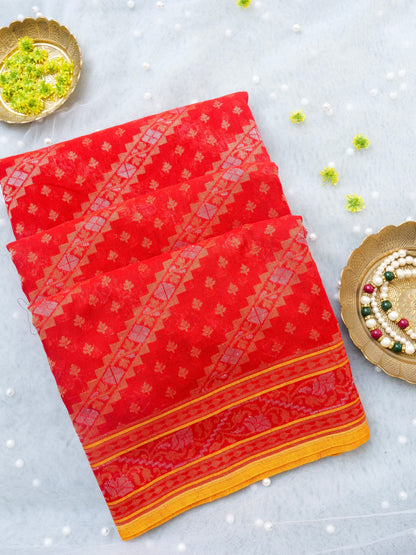 Banarasi Cotton Handloom Jamdani Ektara Saree - Khinkhwab