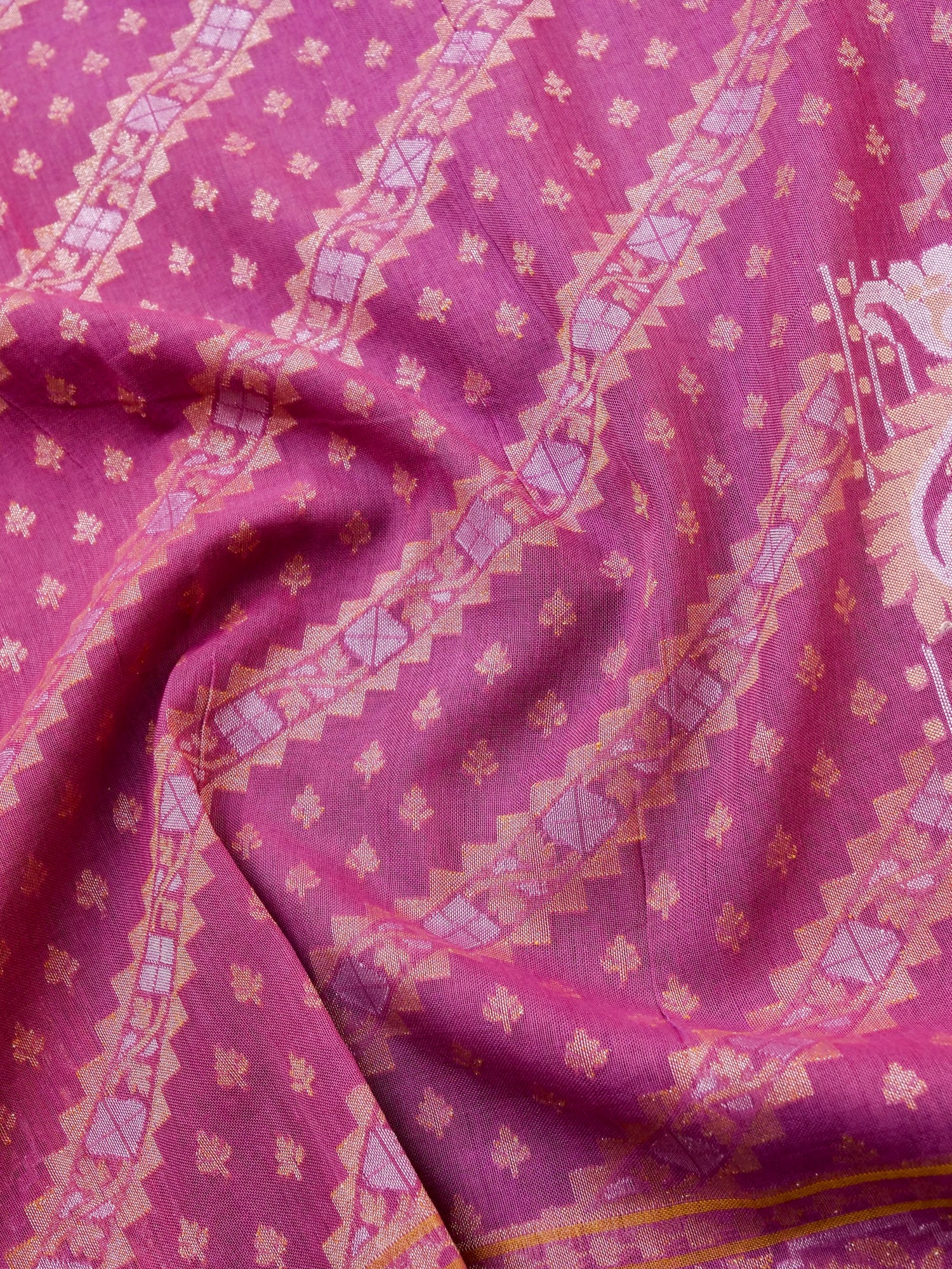 Banarasi Cotton Handloom Jamdani Ektara Saree - Khinkhwab