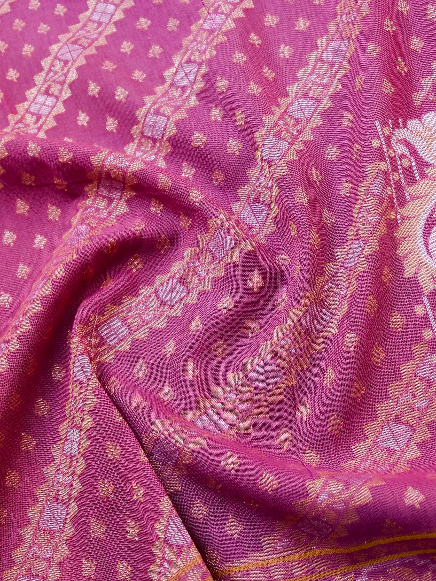 Banarasi Cotton Handloom Jamdani Ektara Saree - Khinkhwab