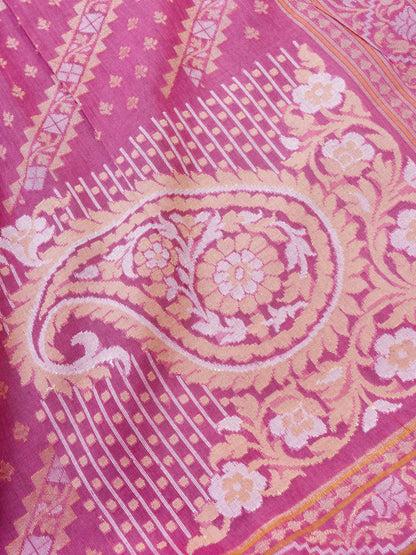 Banarasi Cotton Handloom Jamdani Ektara Saree - Khinkhwab