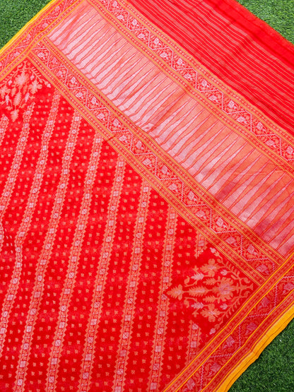 Banarasi Cotton Handloom Jamdani Ektara Saree - Khinkhwab