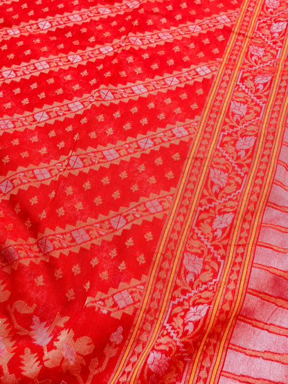 Banarasi Cotton Handloom Jamdani Ektara Saree - Khinkhwab