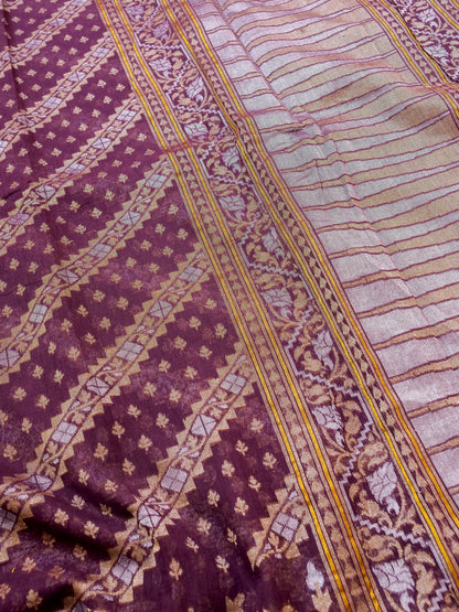 Banarasi Cotton Handloom Jamdani Ektara Saree - Khinkhwab