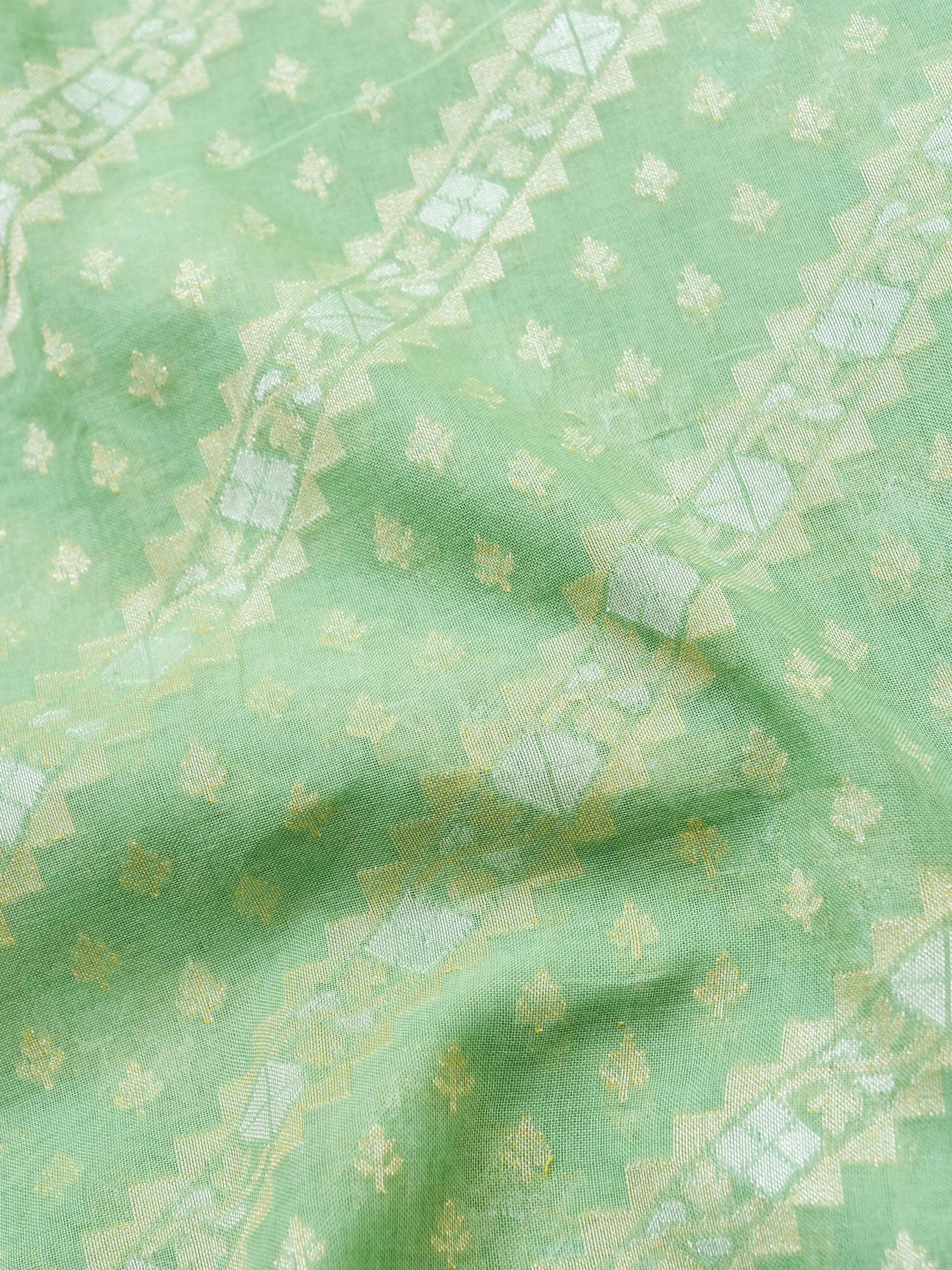 Banarasi Cotton Handloom Jamdani Ektara Saree - Khinkhwab
