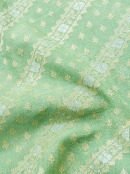 Banarasi Cotton Handloom Jamdani Ektara Saree - Khinkhwab