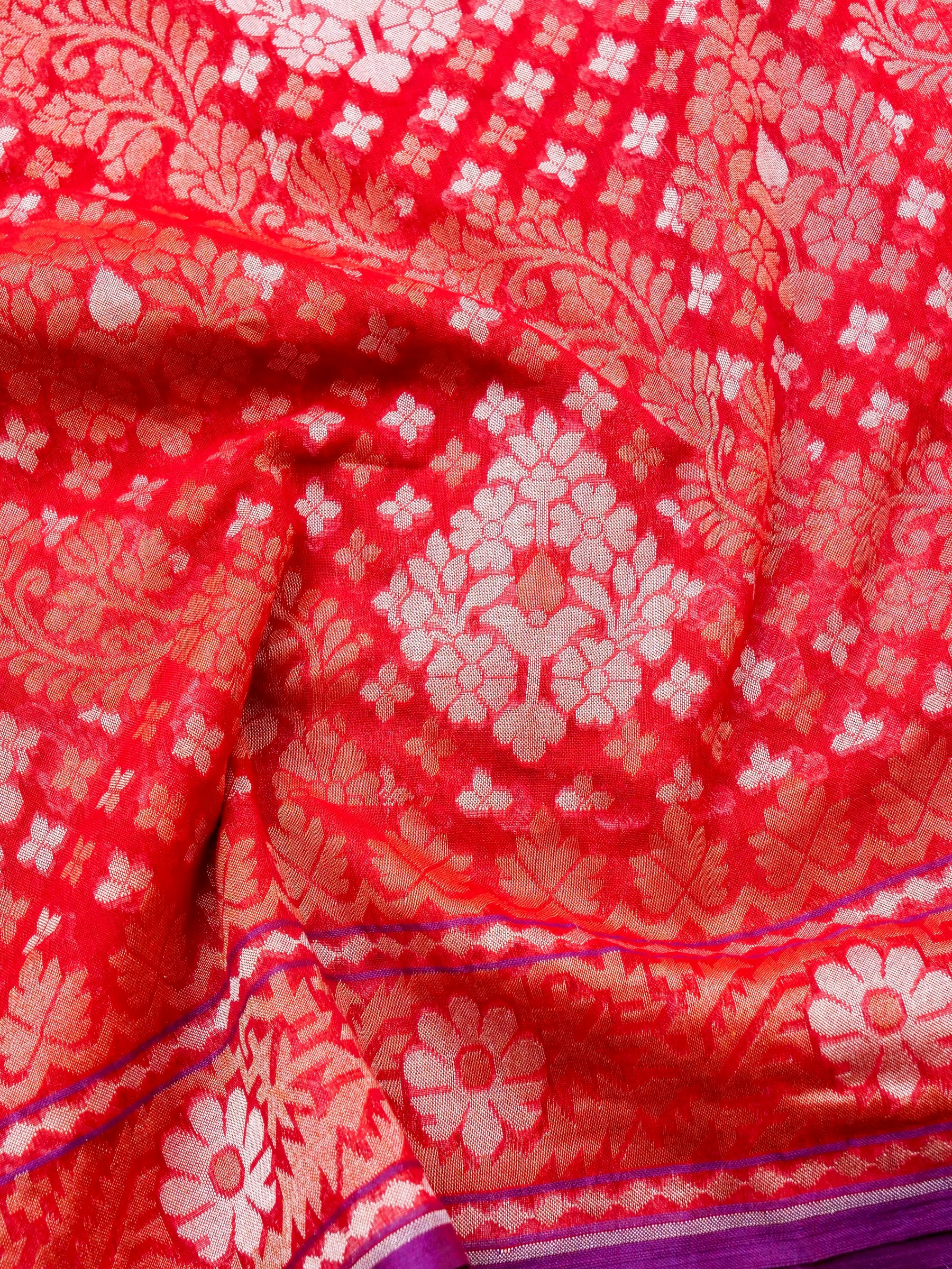 Banarasi Cotton Handloom Jamdani Ektara Saree - Khinkhwab