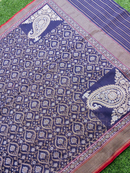 Banarasi Cotton Handloom Jamdani Ektara Saree - Khinkhwab