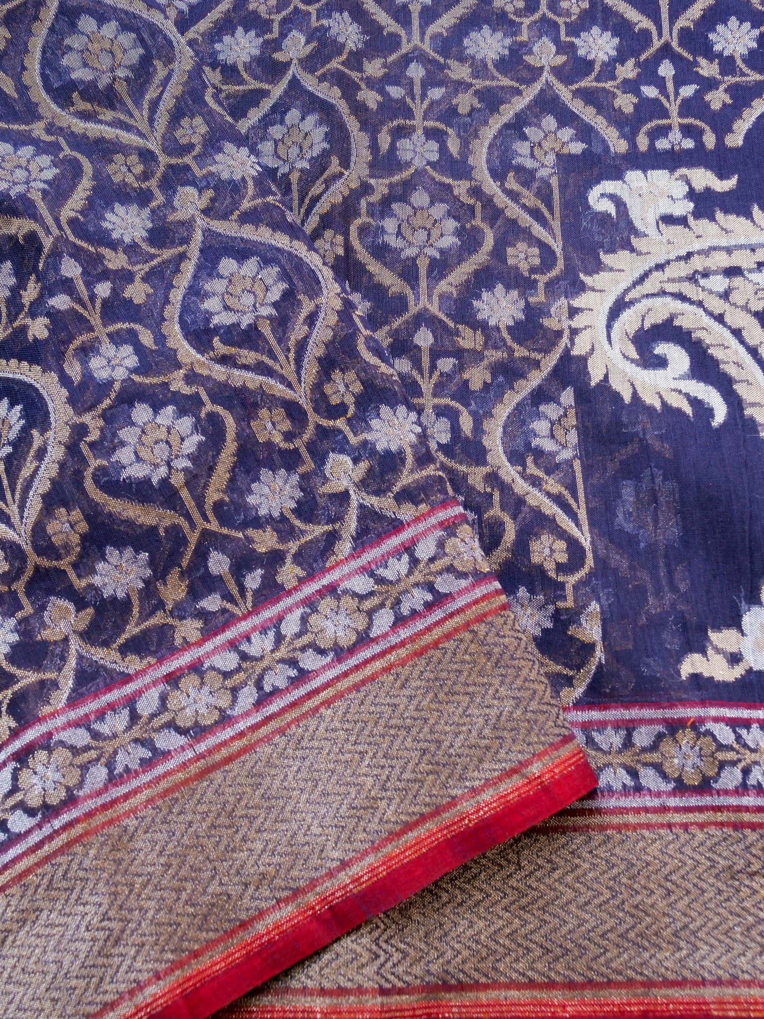 Banarasi Cotton Handloom Jamdani Ektara Saree - Khinkhwab