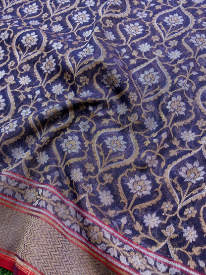 Banarasi Cotton Handloom Jamdani Ektara Saree - Khinkhwab