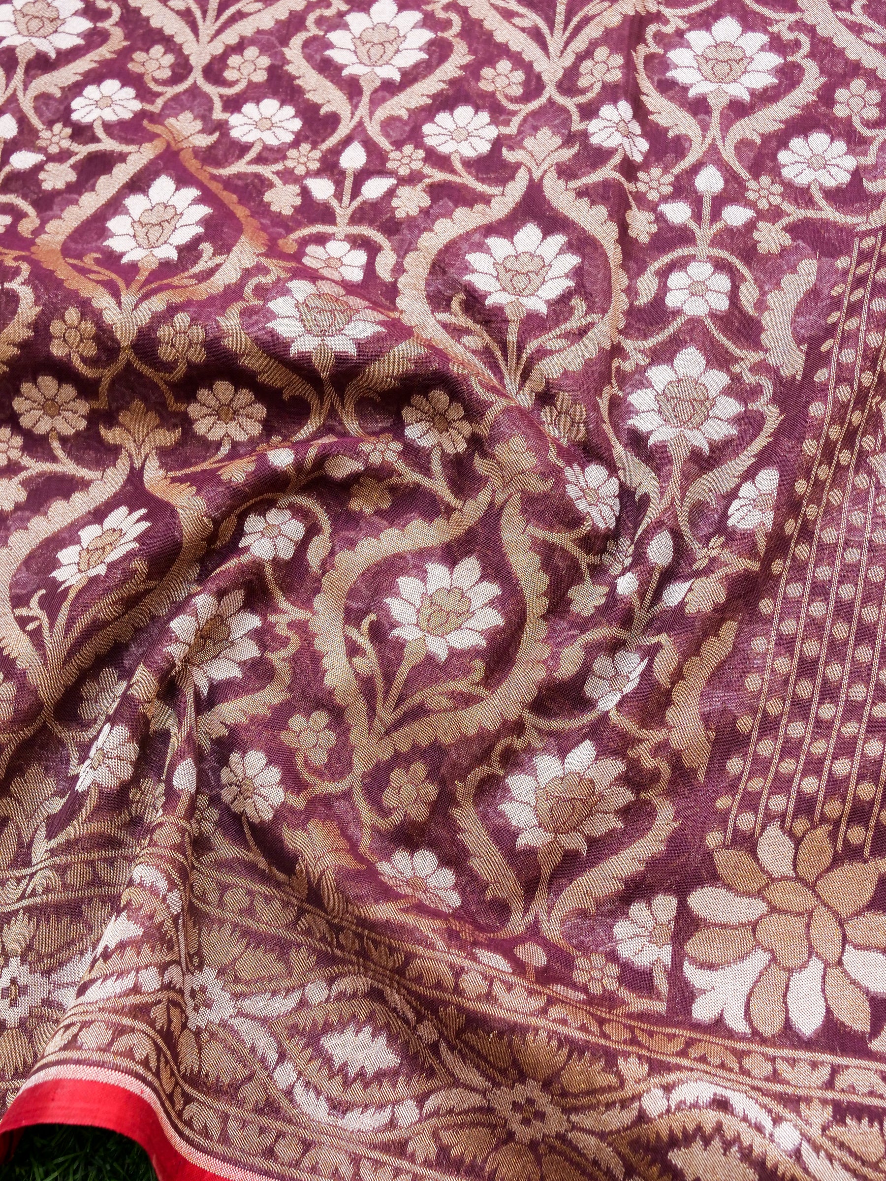 Banarasi Cotton Handloom Jamdani Ektara Saree - Khinkhwab