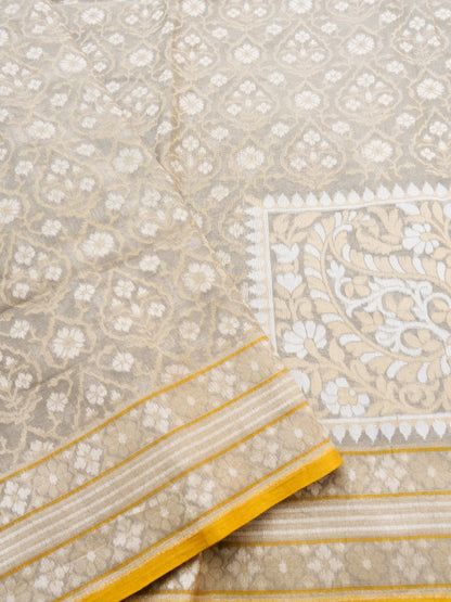 Banarasi Cotton Handloom Jamdani Ektara Saree - Khinkhwab