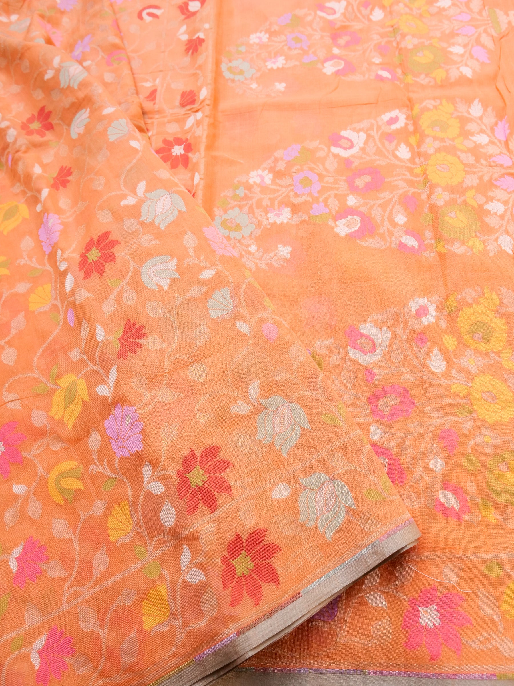 Banarasi Cotton Handloom Jamdani Ektara Saree - Khinkhwab