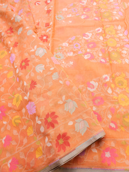 Banarasi Cotton Handloom Jamdani Ektara Saree - Khinkhwab