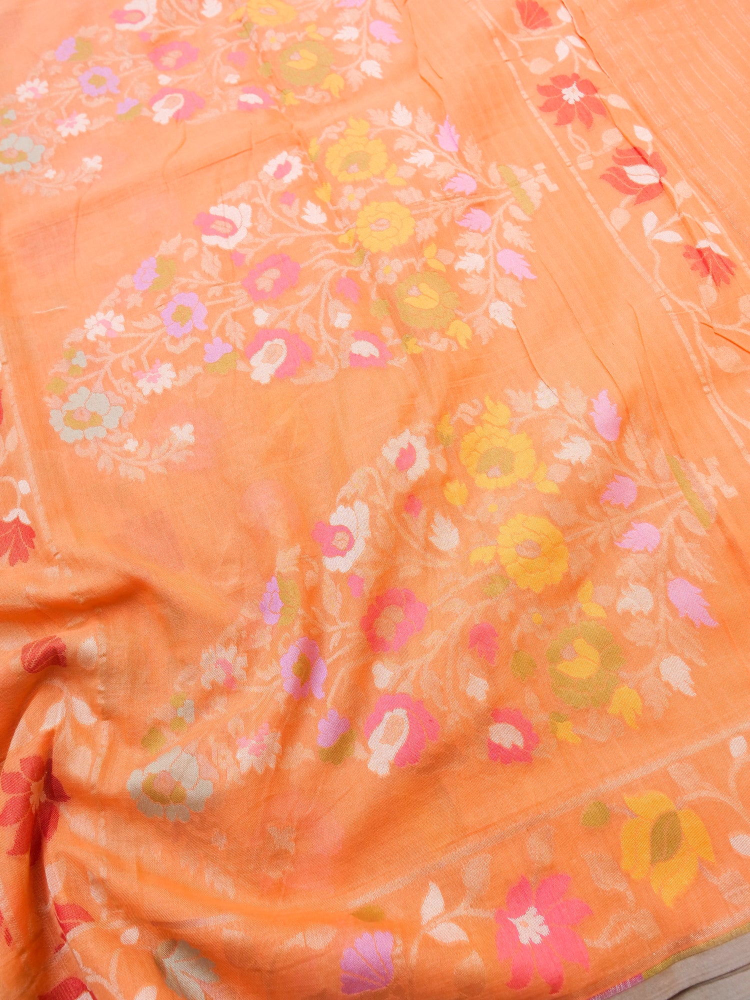 Banarasi Cotton Handloom Jamdani Ektara Saree - Khinkhwab