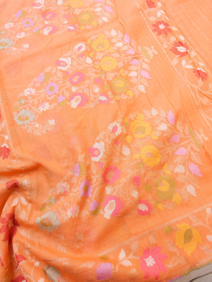 Banarasi Cotton Handloom Jamdani Ektara Saree - Khinkhwab