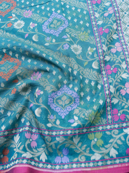 Banarasi Cotton Handloom Jamdani Ektara Saree - Khinkhwab