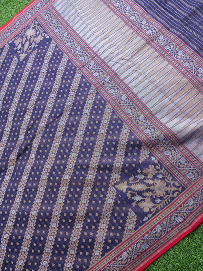 Banarasi Cotton Handloom Jamdani Ektara Saree - Khinkhwab